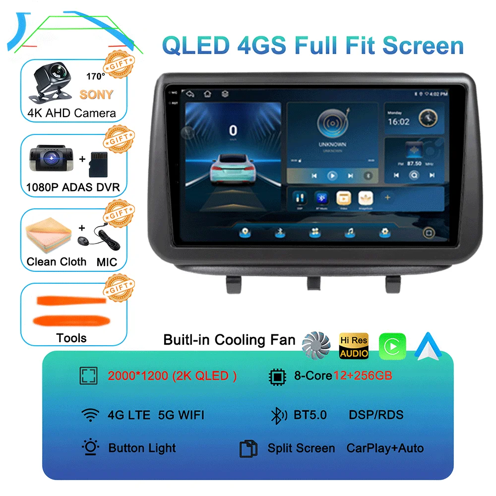 Auto radio multimediaspeler GPS CarPlay Auto 4G WIFI stereo head unit DSP voor Opel Meriva B 2009 - 2014 2K QLED Android 16