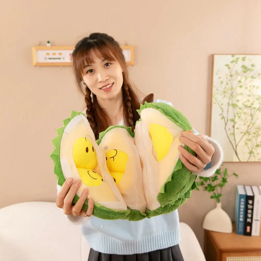 Fluffy Detachable Durian Plush Toy Soft Collection Fruit Durian Plush Pillow Cartoon Cute Peeling Durian Plush Doll