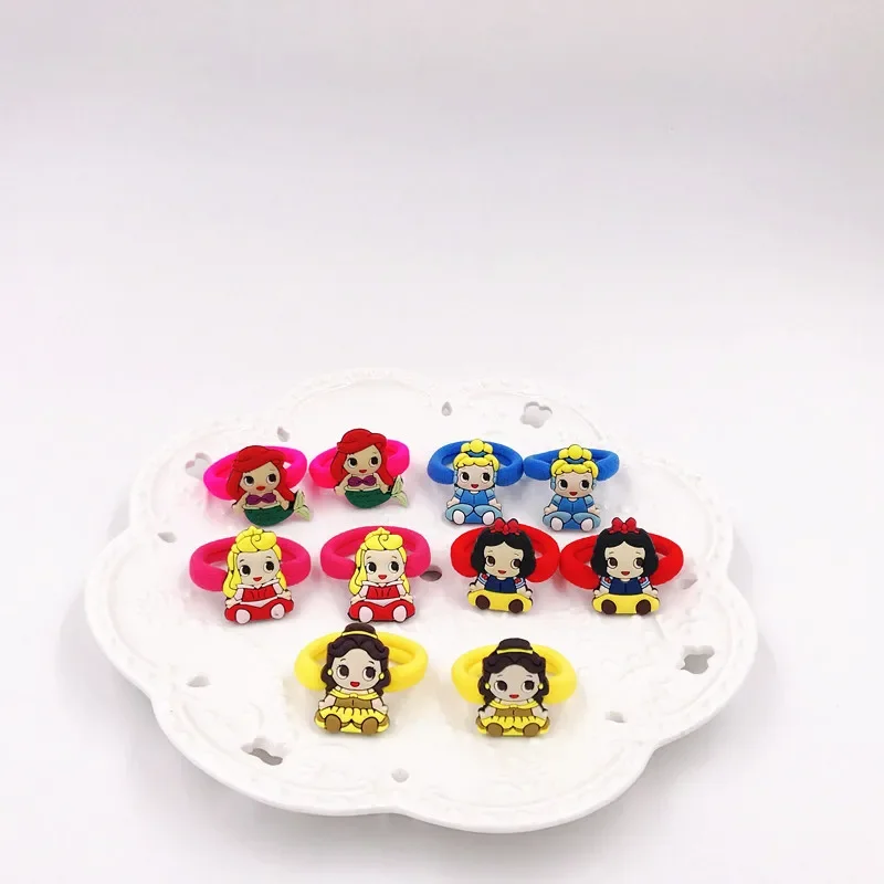 10Pcs Minnie Princess Mickey Rubber Headbands Hair Elastic Hair Bands Korean Girls Hair Accessories Hair Scrunchies Head Band