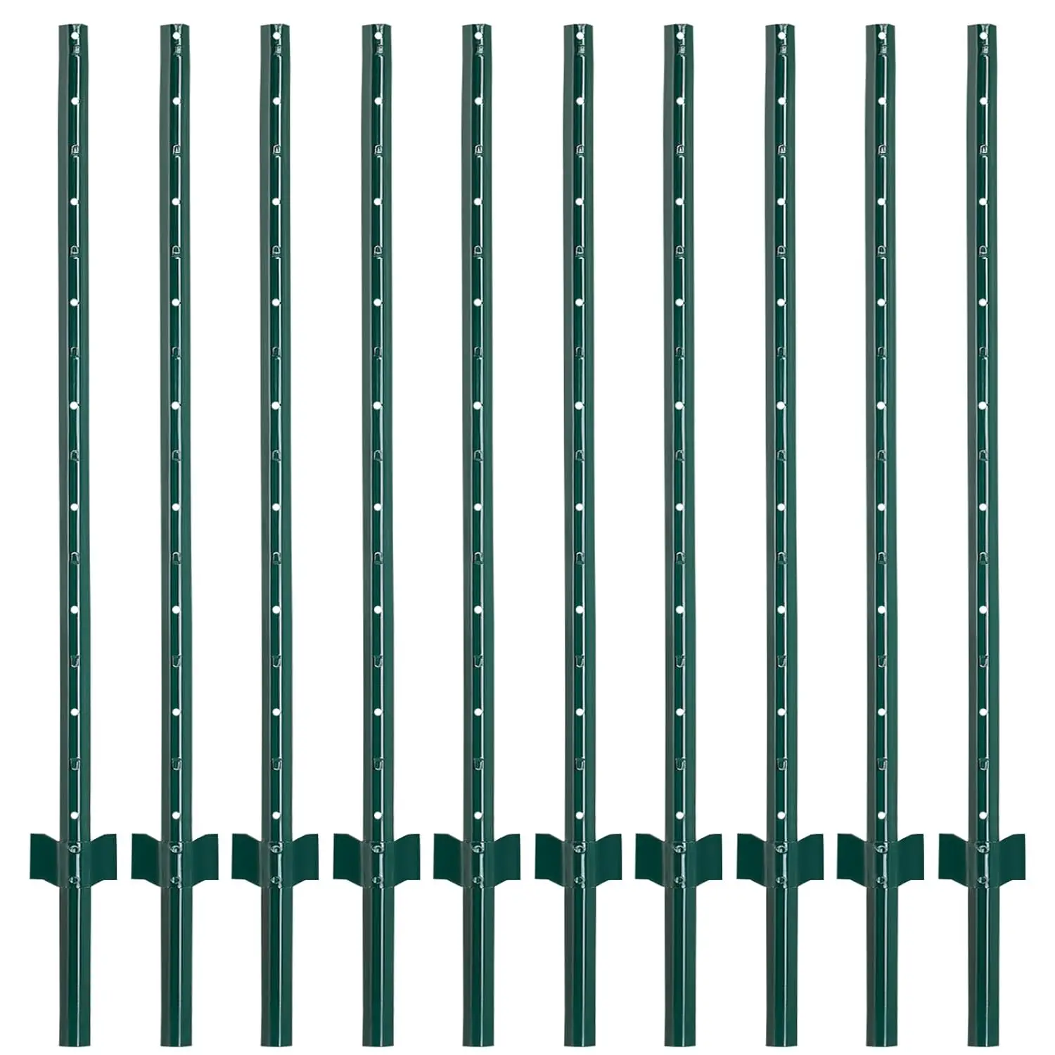 

4.8ft Metal Fence Posts, Sturdy No-Dig U Posts for Wire Fencing, Pack of 10 for Yard & Outdoor Use