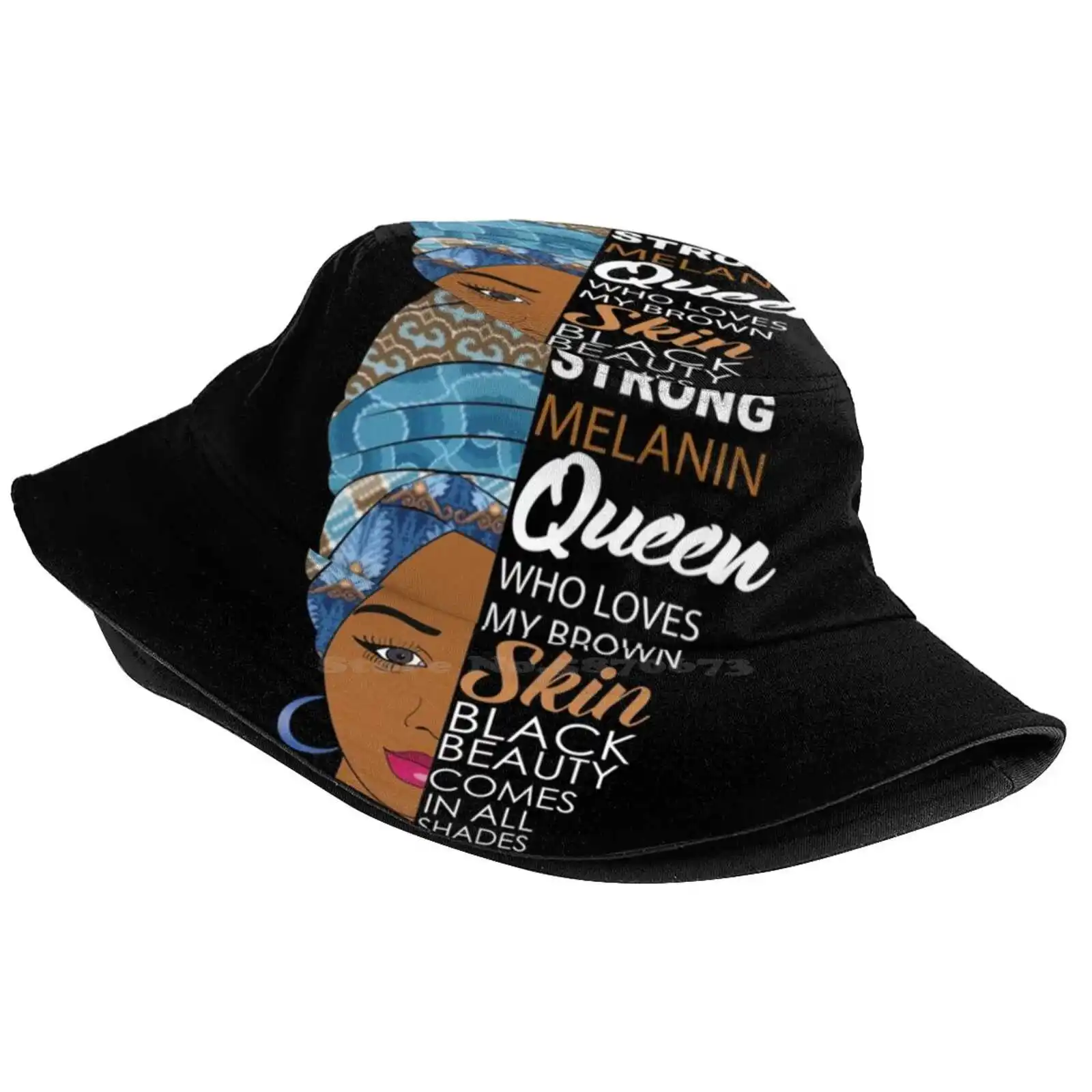 Strong Black Melanin Queen Sun Cap Fisherman Hat Bucket Hats Melanin Queen Melanin Poppin Black Queen Ethnic Afrocentric Turban