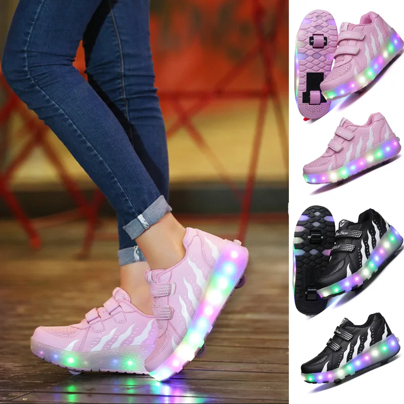Children's 2-wheel Flashing Roller Inline Skate Shoes Student  sneakers Detachable kids Skate gift for Boys Girls