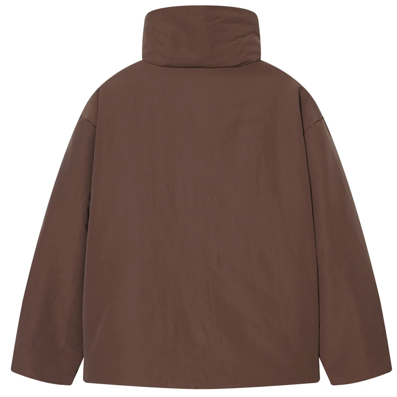 HXAO Lichtgewicht gewatteerde jassen Dames winterjas Crop Veterjas Bruin Gewatteerde jas met lange mouwen Chique Verwarming Outerwears