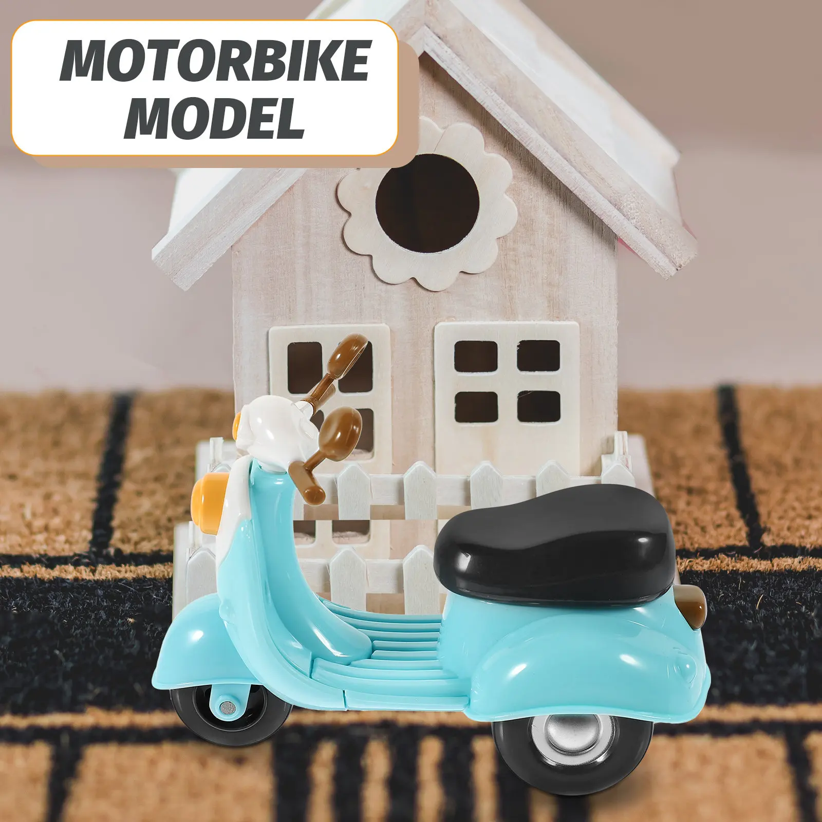 

Миниатюрный пластиковый мотоцикл в винтажном стиле, имитация, маленький декоративный элемент для офиса и дома, коллекционный предмет