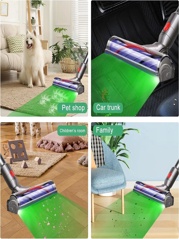 Imagem -05 - Aspirador Doméstico com Bateria Exibição de Poeira Cabelo Escondido Gatos e Peles de Cachorro Lâmpada Led Peças de Vácuo Universal com Luz Verde Usb