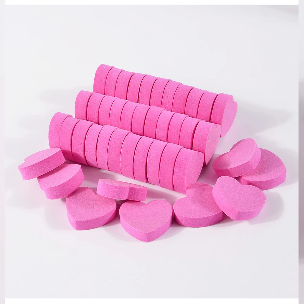 1pc/5pcs/10pcs Heart Sponge Nail Files Blocks 180/240 Double-sided Polishing Sanding Buffer Washable Sandpaper Manicure Tools