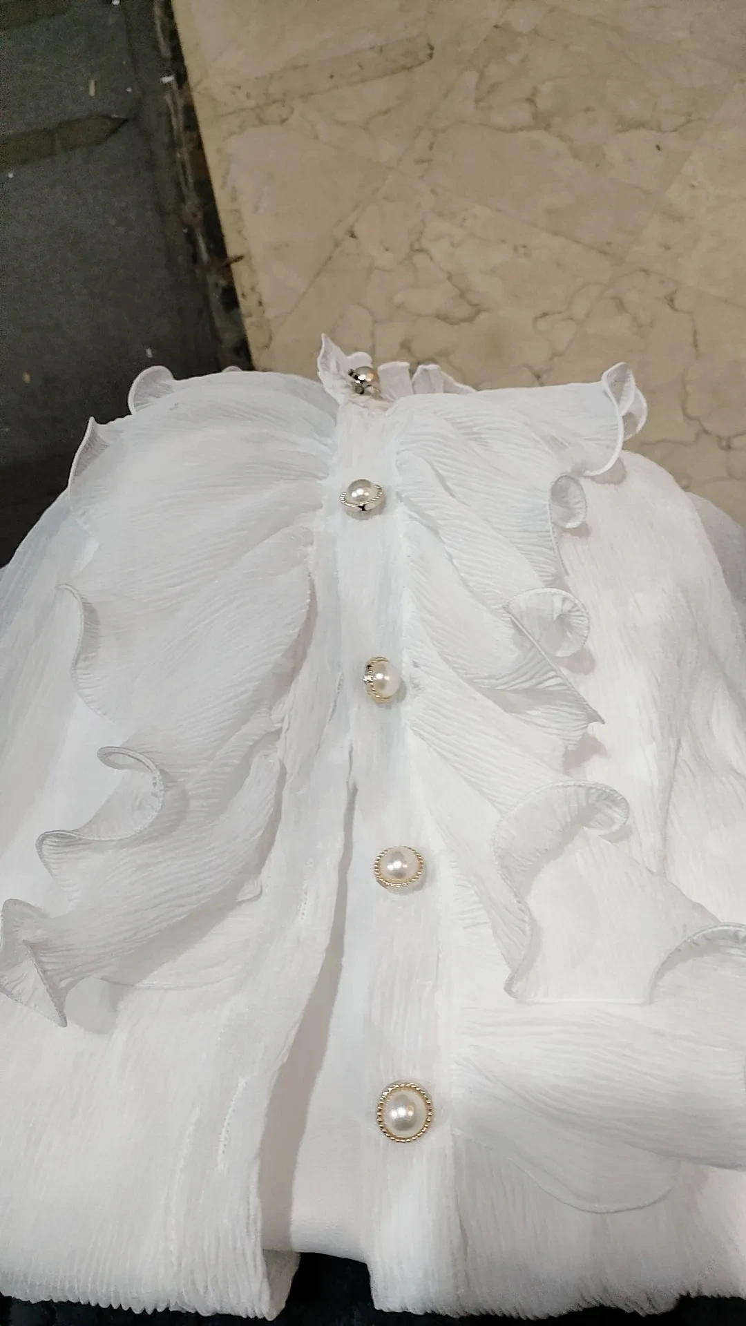 

Ruffles Mesh Top Women Korean Style Fashion Design Flare Sleeve Elegant Office Lady Work Solid Basic Shirts Blouses