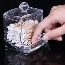 Clear Acrylic Q-tip Cotton Swab Box Case Makeup Storage Pad Organizer Swabs Convenience Items Home Concise Small Tools Supplies