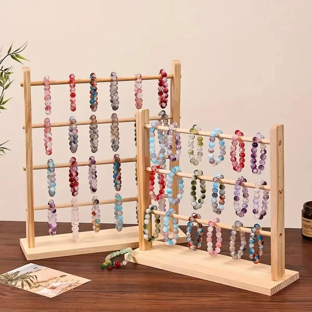 Portable Wooden Jewelry Storage Rack Removable Jewelry Organizer Bracelet Display Stand Multi-Tier Bracelet Shelf