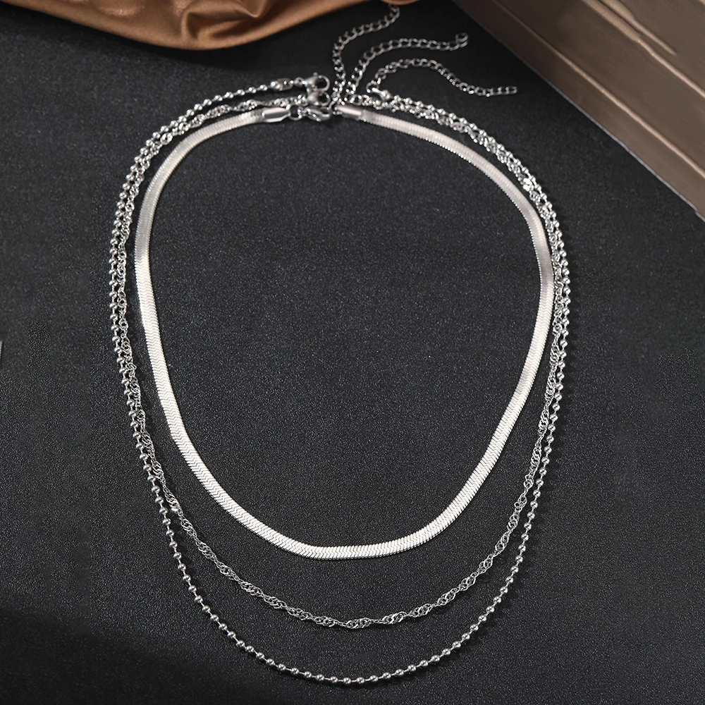 Stainless Steel Necklaces Popular Simple Women\'s Multi-Chain Necklace Non Fade High Quality Patchwork Necklace For Women Jewelry