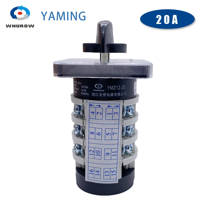 8 Positions Rotary Cam Switch Four Poles 20A Manual Motor Machine Control High Voltage Electrical Selector LW31 YMZ12-20/4