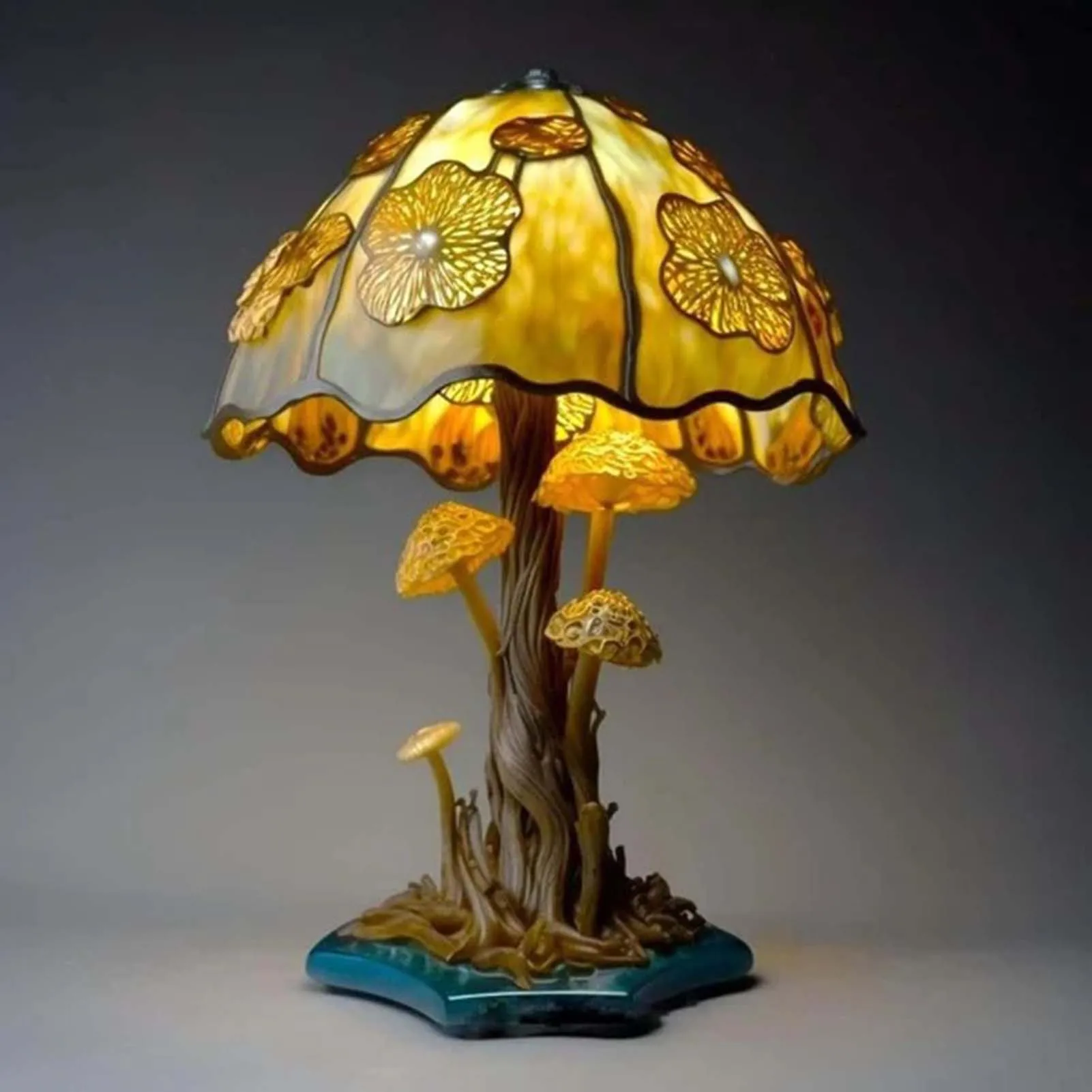 Stained Glass Plant Series Night Light Mushroom Table Lamps Table Lamp Night Light for Home Bedroom Living Room Hotel Restaurant