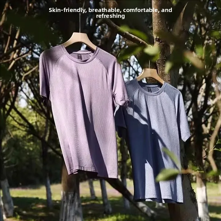 Tech Quick Dry Breathable Mesh Seamless  Process 3D Tailoring Short Sleeve T Shirt for Men And Women Summer Casual Wear