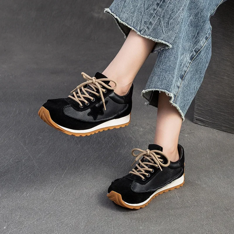 Koznoy 2cm Cow Suede Genuine High Brand Shoes Vulcanize Loafer High Platform Flats Fashion Leather Chunky Sneaker Women Comfy