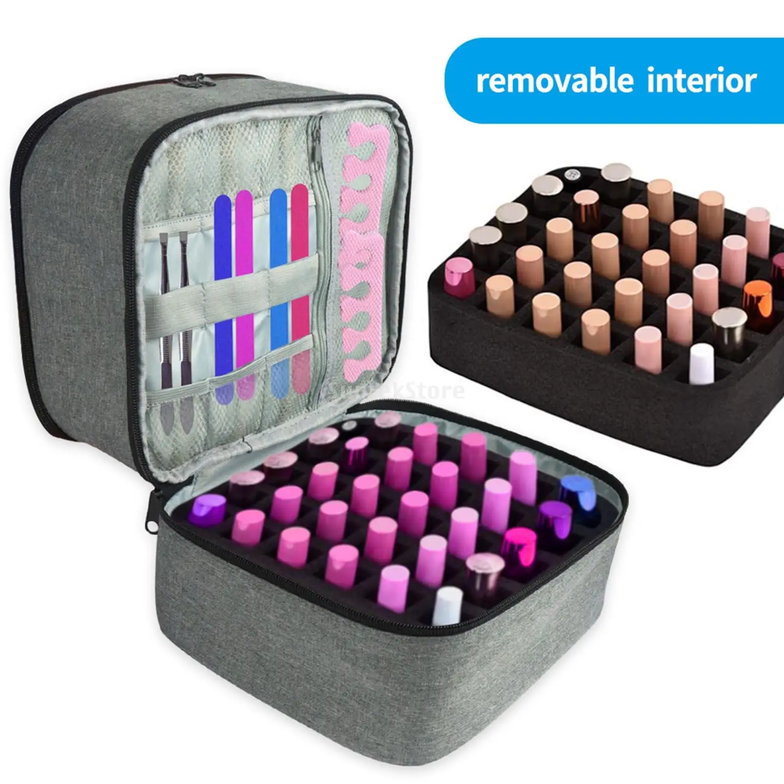 Nail Polish Carrying Case Detachable with Handles Cosmetic Organizer Nail Dryer Case Bag for Manicure Accessories Nail Art Tools