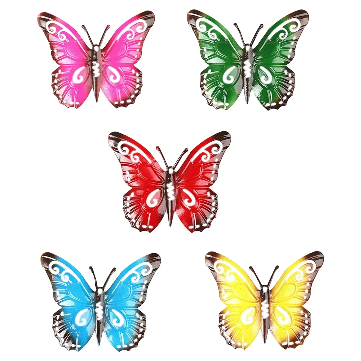 Colorful 3D Metal Butterfly Yard Decor Hollow Out Butterfly Garden Large Decorative Wall Art Fence Sculpture