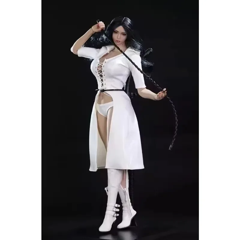 JO21X-21 1/6 escala longo couro do plutônio casaco com capuz feminino soldado longo jaqueta conjunto cuecas corda roupas modelo para 12 ''ph tbl corpo
