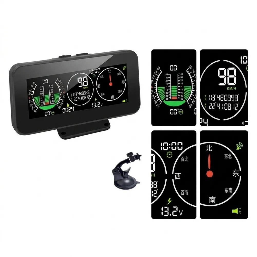 For GPSM60 Slope Angle Monitor for Cars Trucks SUVs Motorcycles with LCD Screen and For Battery Voltage Monitoring DC10V-30V