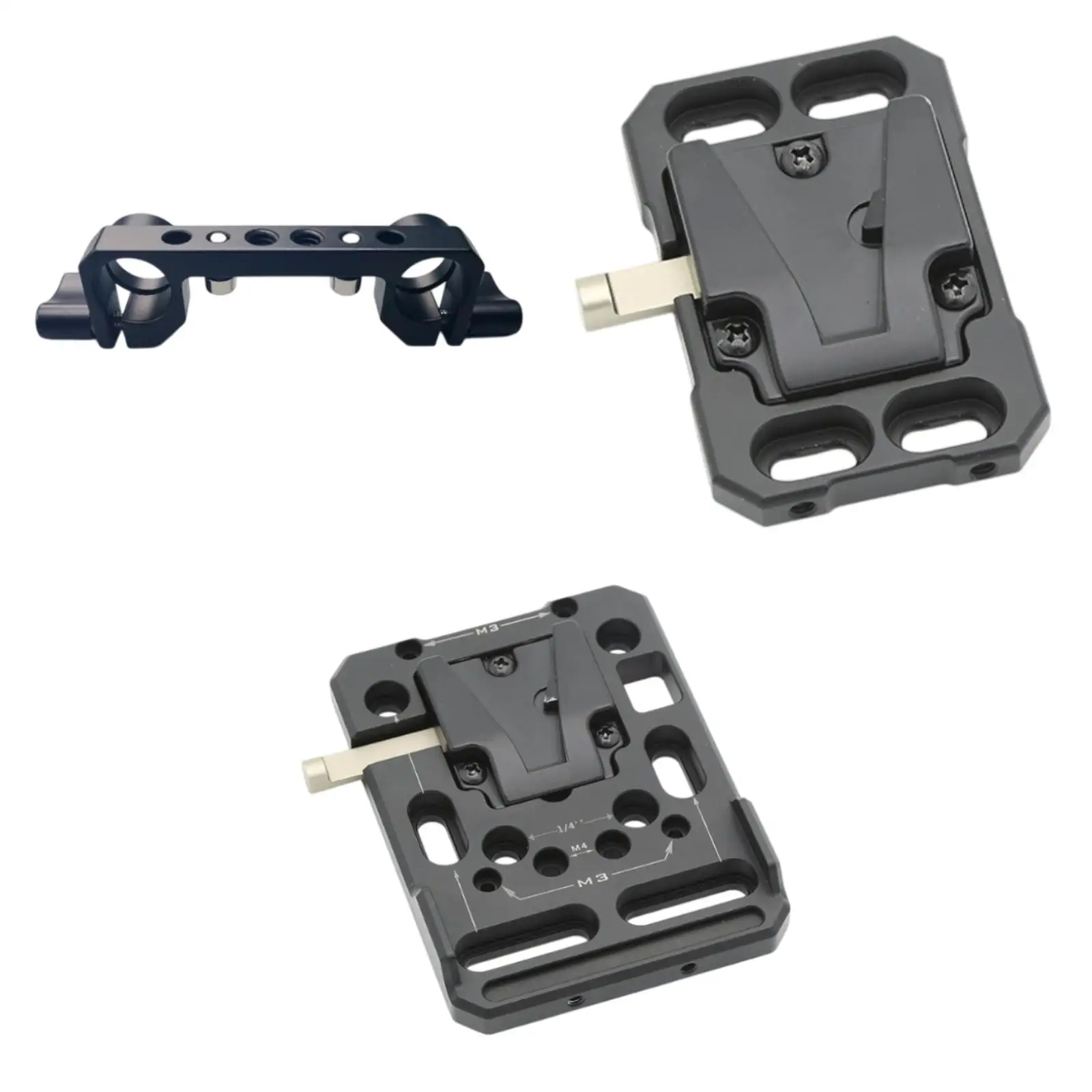 V Mount Battery Plate Alloy Multifunctional Practical Pipe Clamp V Lock Plate Battery Plate Adapter for DSLR Camera Camcorders