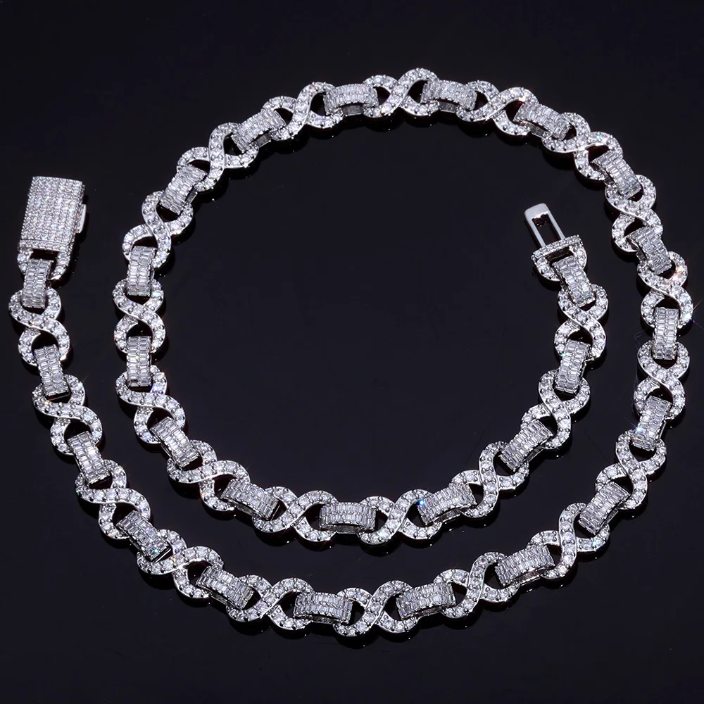 

HHIOK 2026 New 10mm Infinite 8 shaped design Cuban chain iced cubic zirconia fashion shiny hip hop women's jewelry necklace