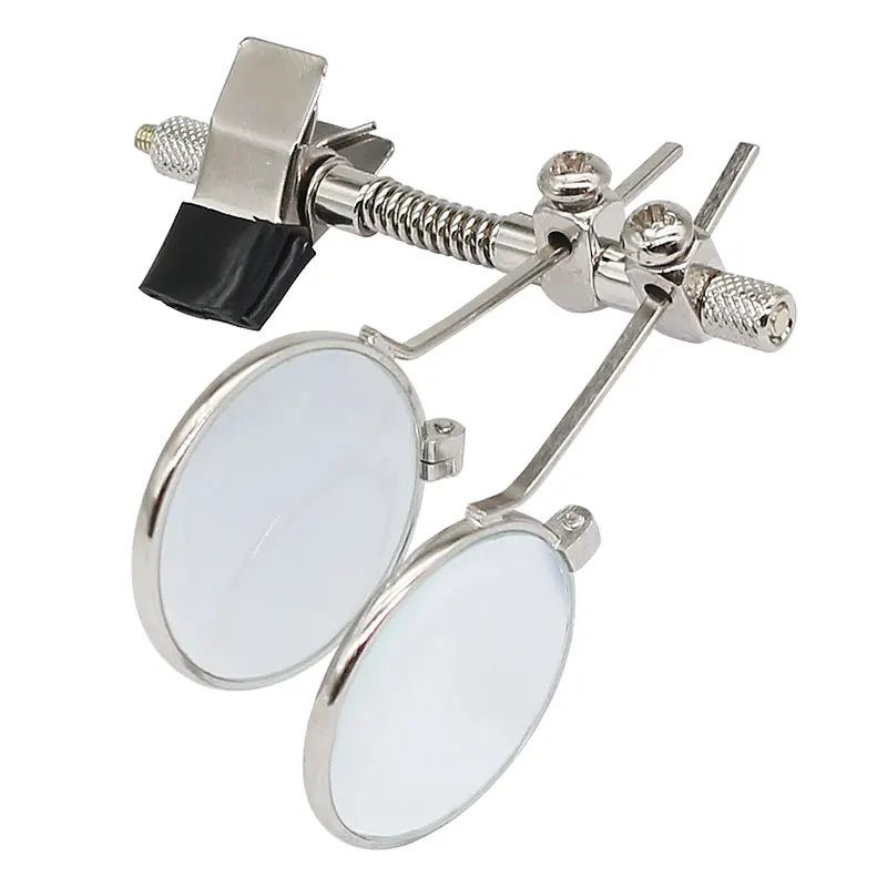Clip Magnifier Double Lenses Magnifying Glass 10X Portable Mini Monocular Magnifier Rotable Glass Lens Stainless Steel Frame