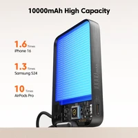 Toocki 10000mAh Powerbank magnétique avec câble de Type C 22.5W charge rapide affichage LED batterie externe pour iPhone 14 15 16 Samsung S23 4