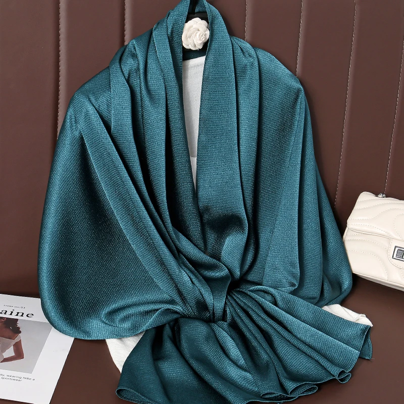 Solid Color Luxury Fashion Women Hijab Scarf Long Silk Soft Comfortable Scarves Shawl Muffler Neckerchief Outdoors Bandanna Lady