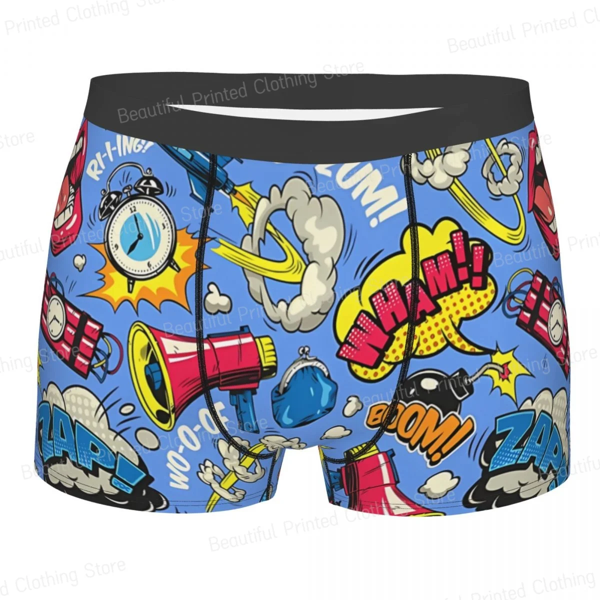 

Comic Book Graphics Men Boxer Briefs Underwear Pop Art Graffiti Highly Breathable High Quality Gift Idea