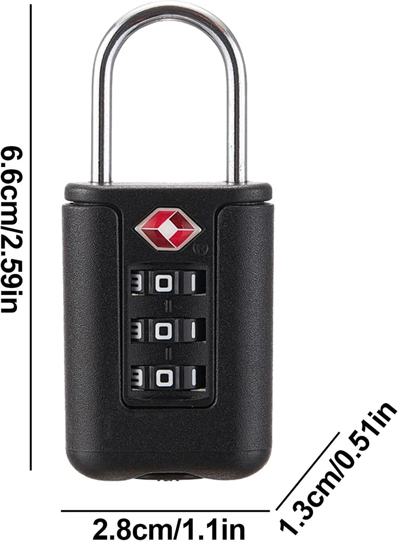 Tsa Locks for Luggage, Tsa Approved Luggage Locks, 3 Digit Combination Padlocks Travel Lock for Suitcases & Baggage (Black)