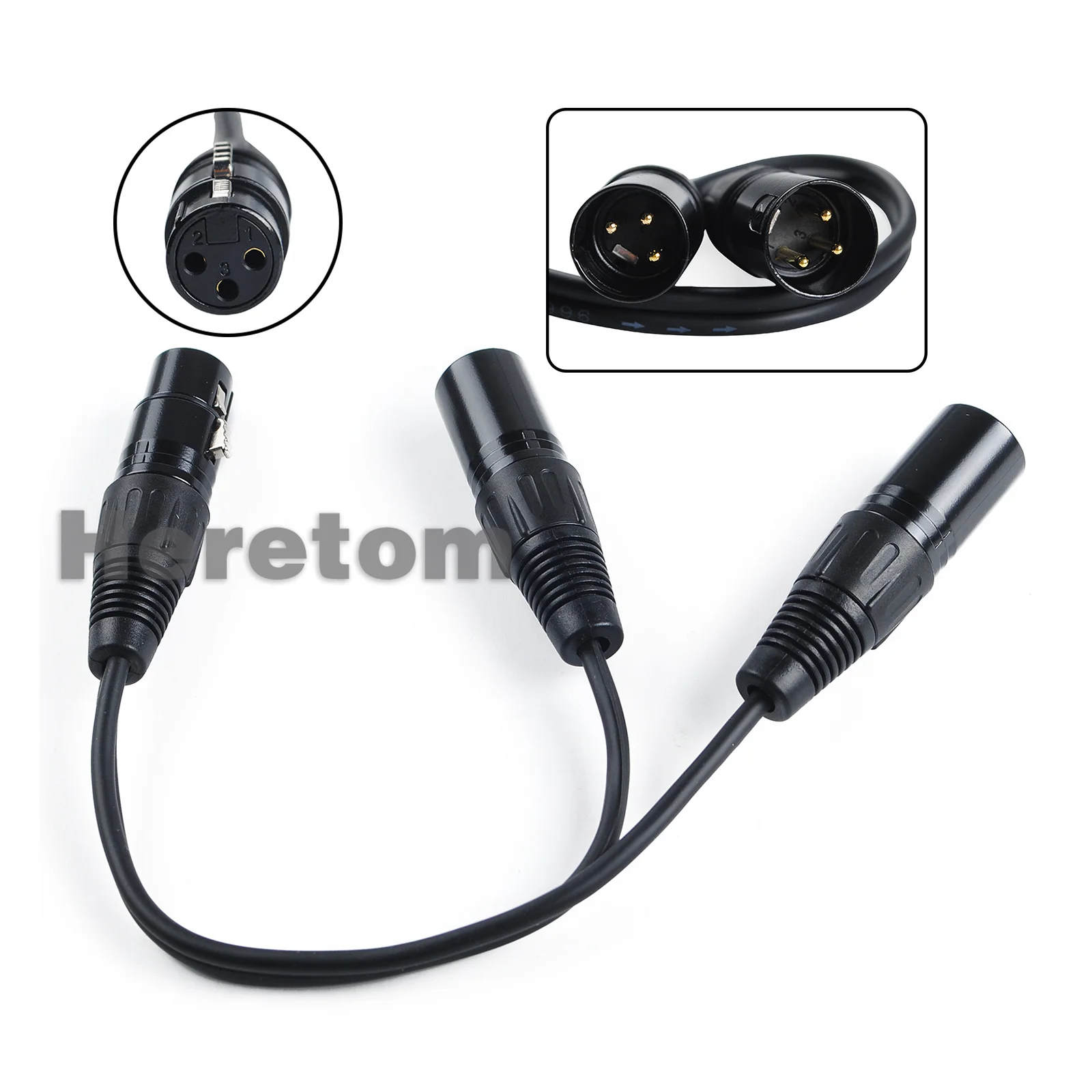 3-Pin XLR Female to Dual 2 Male Y Splitter Mic DJ Cable Adaptor 16 AWG extension For DVD Player Microphone