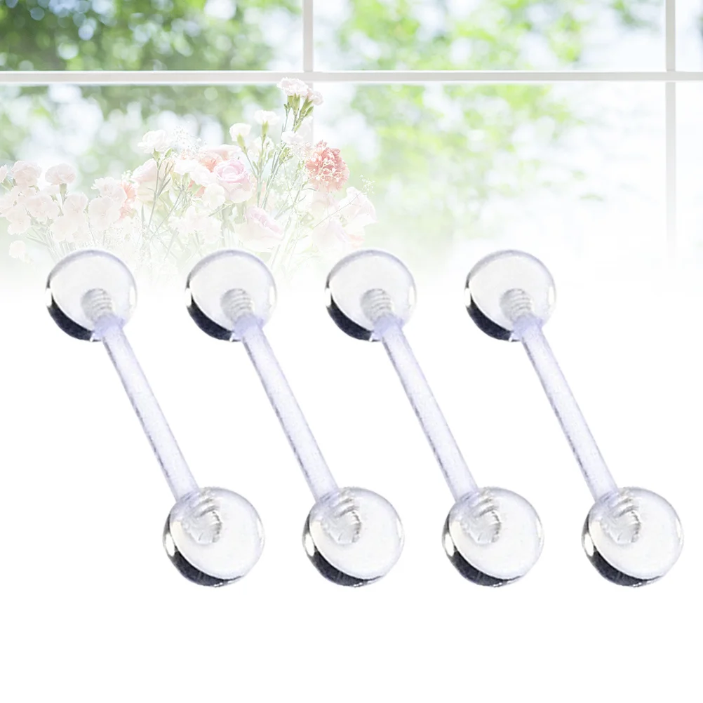 

12Pcs Acrylic Rod Tongue Rings Clear Barbell Bars Body Piercing Jewelry Lip Cartilage Jewelry