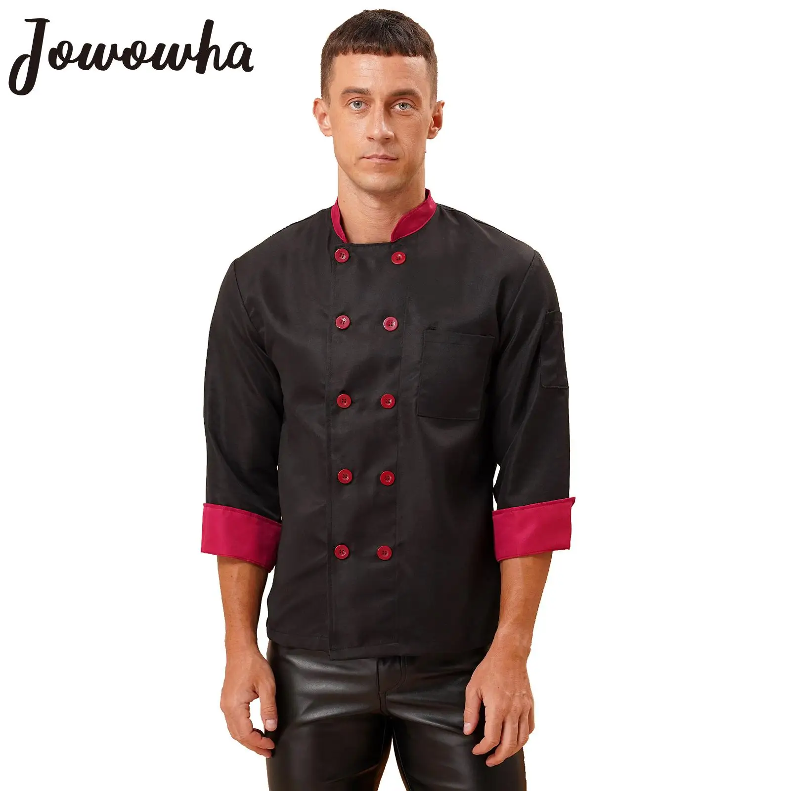 

Mens Womens Unisex Chef Shirt Adults Kitchen Work Uniform Cook Jacket Coat Hotel Restaurant Canteen Waiter Costume with Pockets