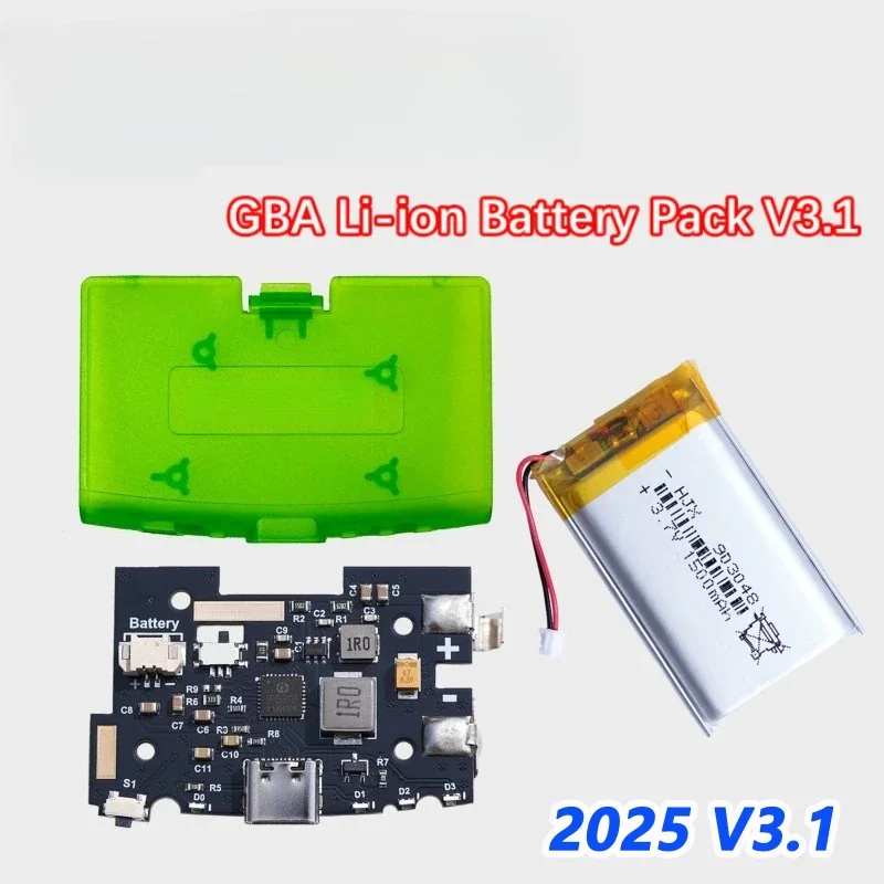 V3.1 Retro BOY GBA Li-Polymer Battery Mod Kit, USB-C Rechargeable 5-Level Indicator Power Pack Upgrade for Game Boy Advance