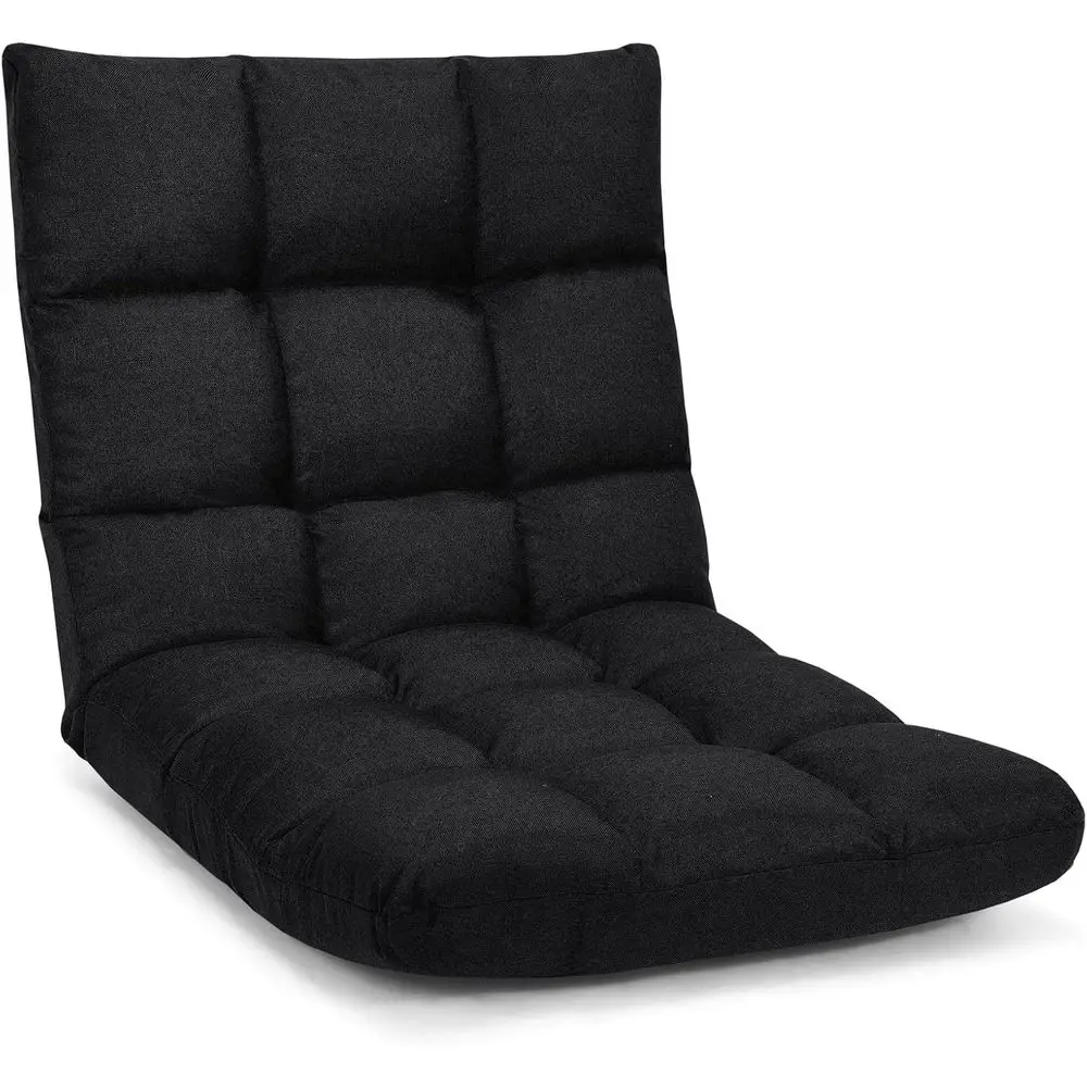 

14-Position Cushioned Gaming Sofa Chair with Lazy Recliner, High Resilience Sponge, Breathable Cotton-Linen Fabric, Removable Co