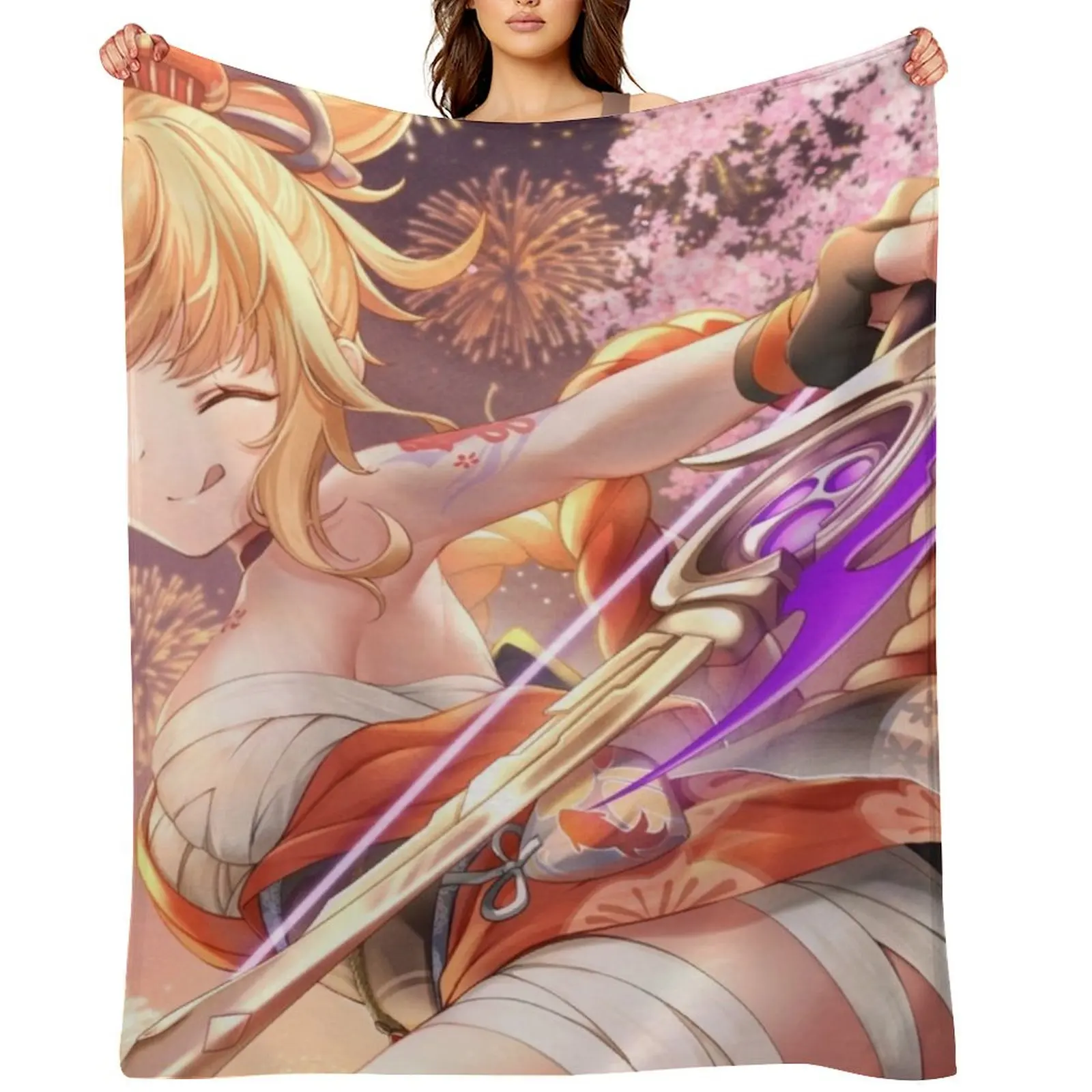 

Yoimiya Throw Blanket Sofa Quilt Bed Fashionable Tourist Summer Beddings Blankets