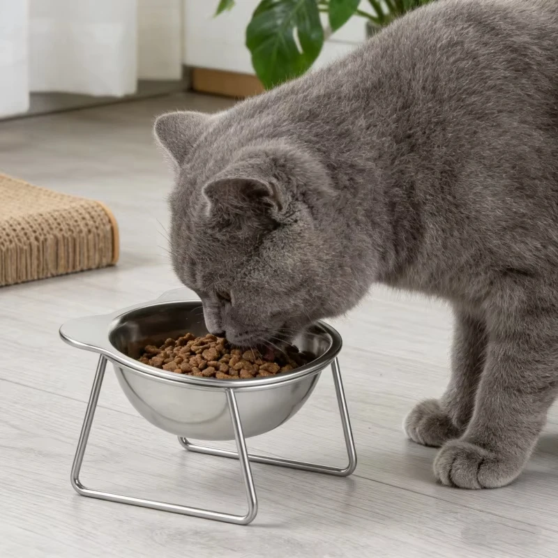 Cat Food Bowl, Non-Slip Anti-Spill Pet Feeder Bowl, Food Grade Durable Wide Mouth Cat Water Bowl, Shallow No Whisker Fatigue Fee