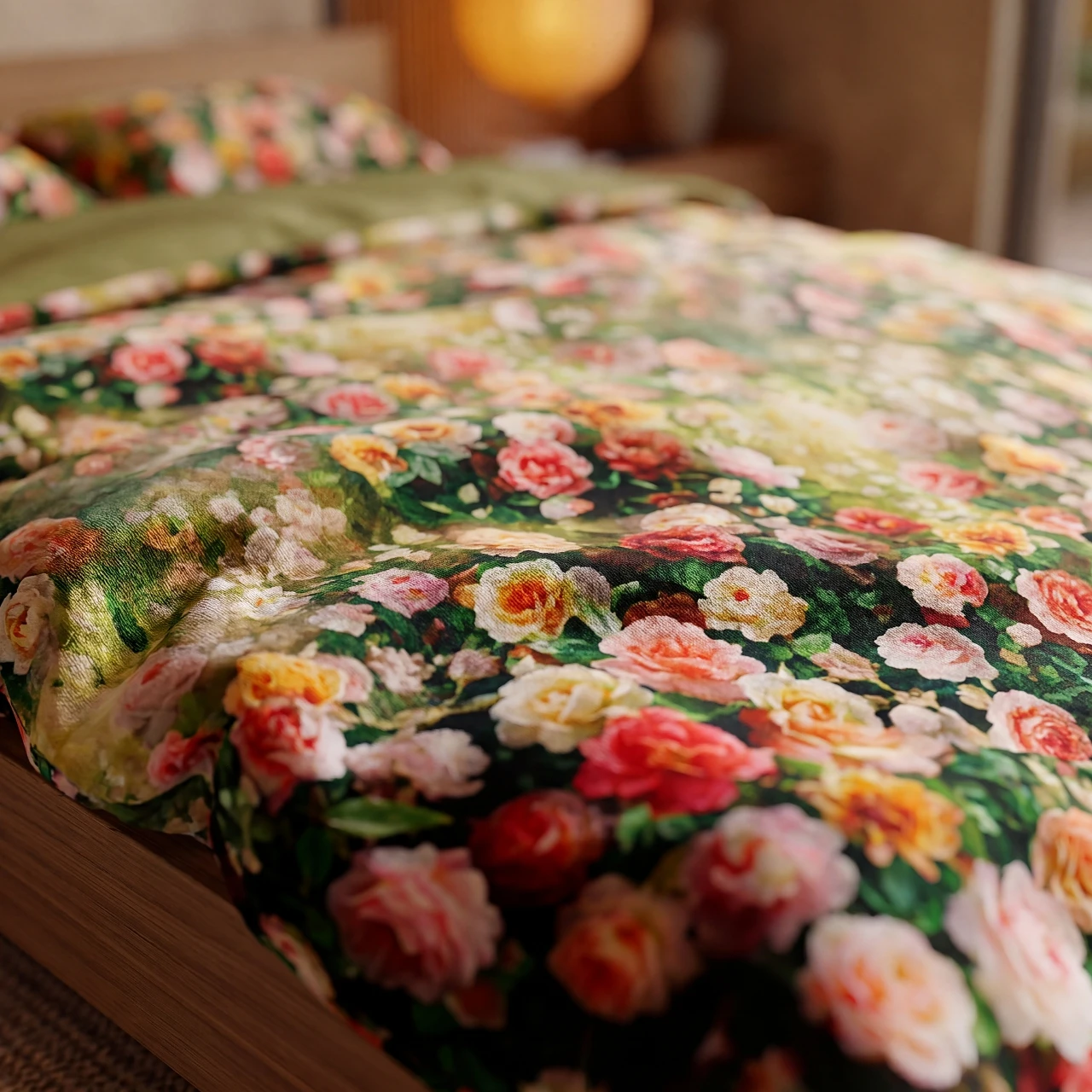 Blooming Rose Garden Duvet Cover Set 100% Cotton Vibrant MultiColor Floral Bedding 3Pcs Set, Duvet Cover 2Pillowcases MultiSize