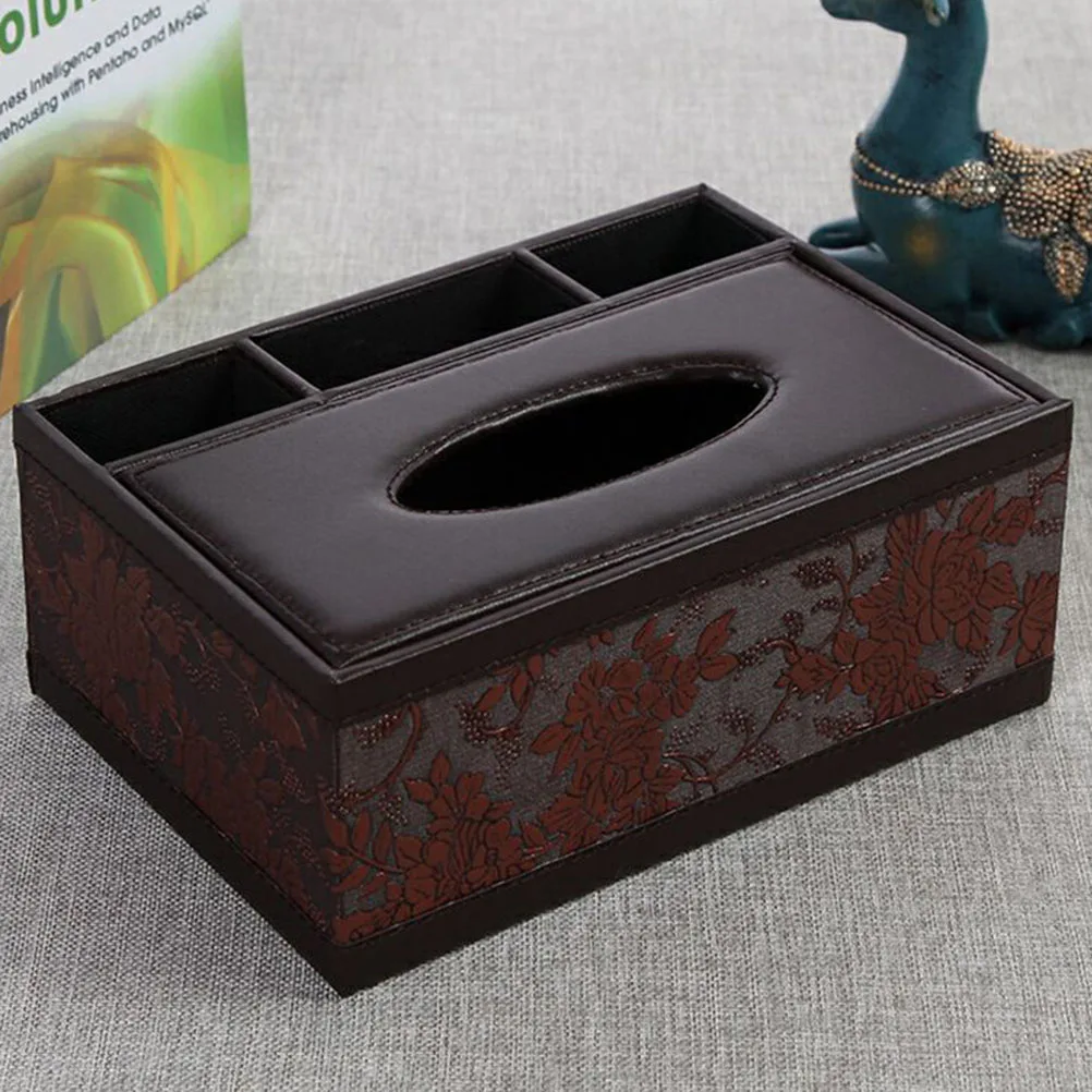

Multifunctional Tissue Box Pu Desktop Organizer Pencil Scissor Holder For Home Office Car Environmentally Friendly