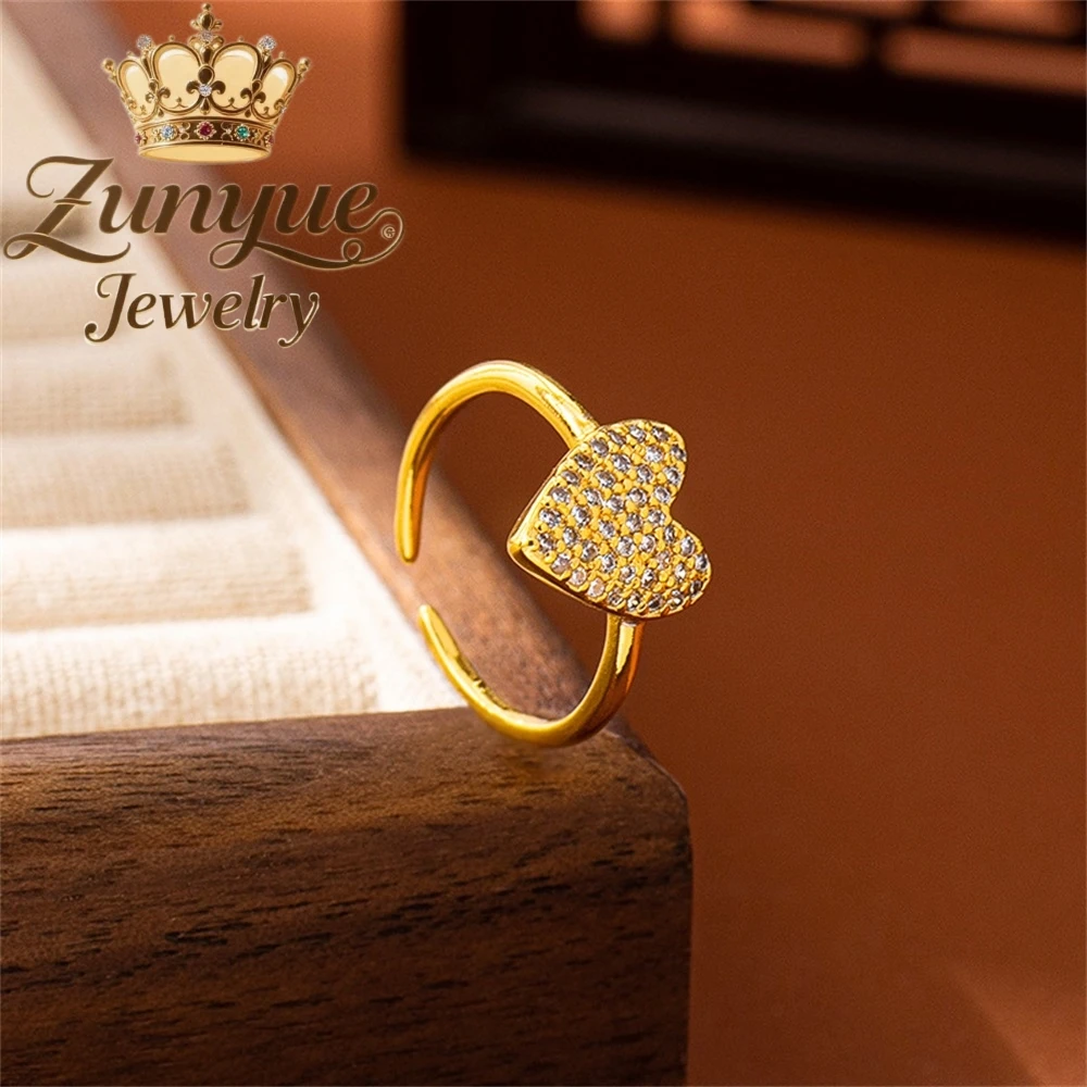 

High-End Sand Gold Heart-Shaped Ring Luxury Quality Jewelry Fashion Fine Jewelry Best Selling Exquisite Charms Elegant Popular