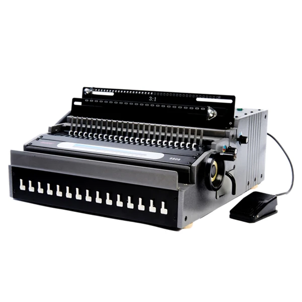 

Easy For Bind F4 Size Electric Punching Plastic Comb and Twin Wire O Binding Machine With Foot Pedal 8808