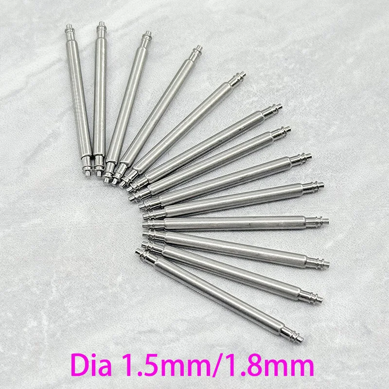 10 peças de barras de mola de diâmetro 1.5mm de diâmetro 1.8mm pinos de ligação de pulseira adequados para 16mm 18mm 19mm 20mm 21mm 22mm 24mm 26mm barras de ligação de pulseira de relógio