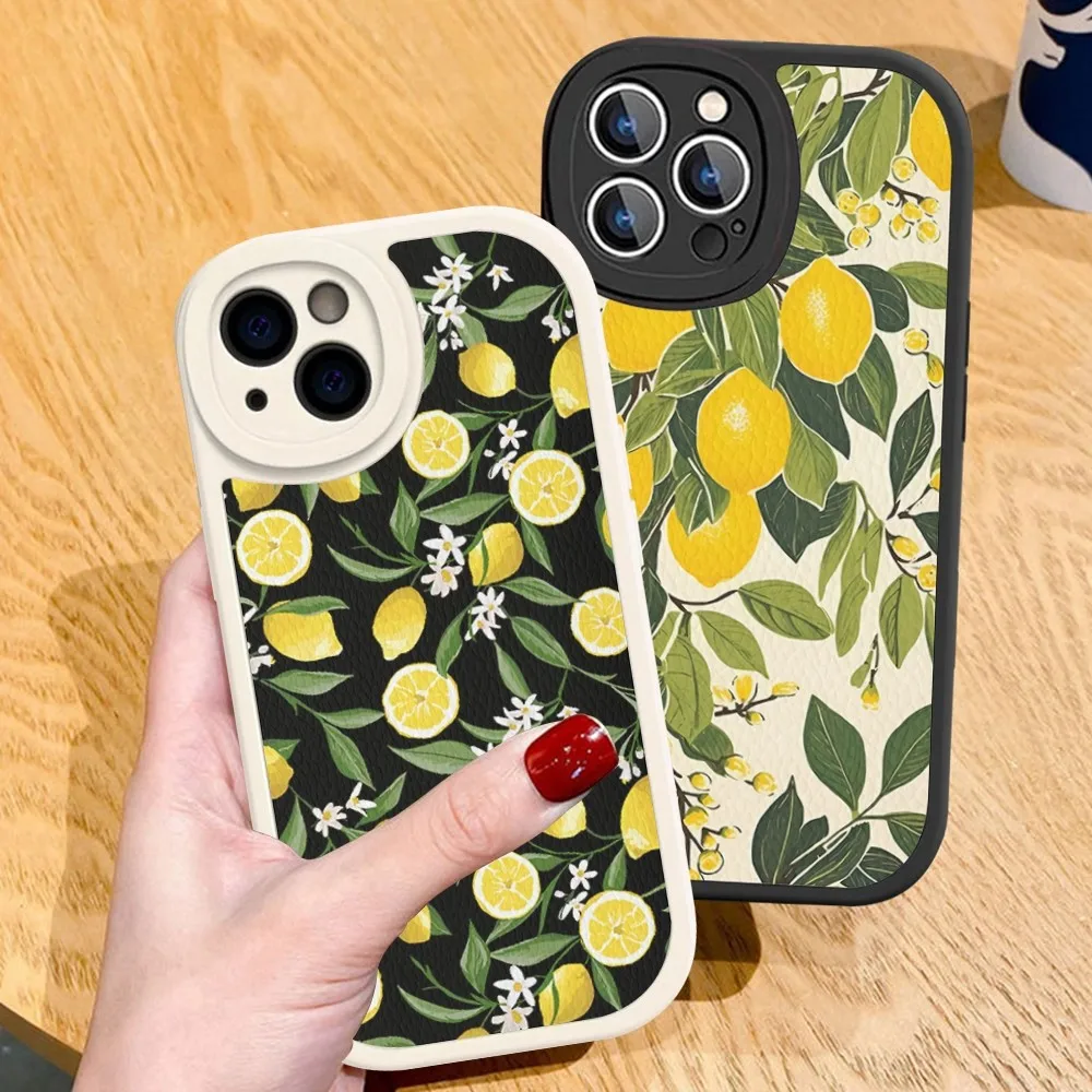 

Fruit Lemon Phone Case Hard Leather For IPhone 16 15 14 13 12 Mini 11 14 Pro Max Xs X Xr 7 8 Plus Fundas