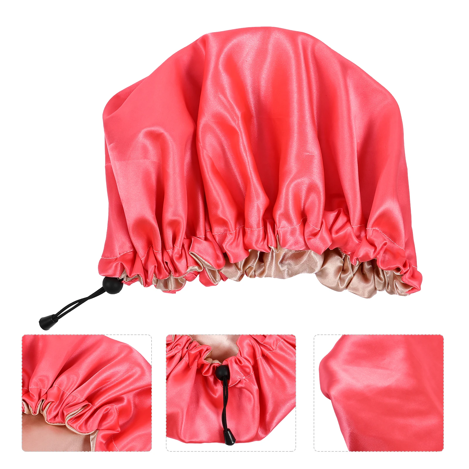 

Double Bathing Hat Solid Color Shower Caps Hair Salon Layer Satin Loss Room