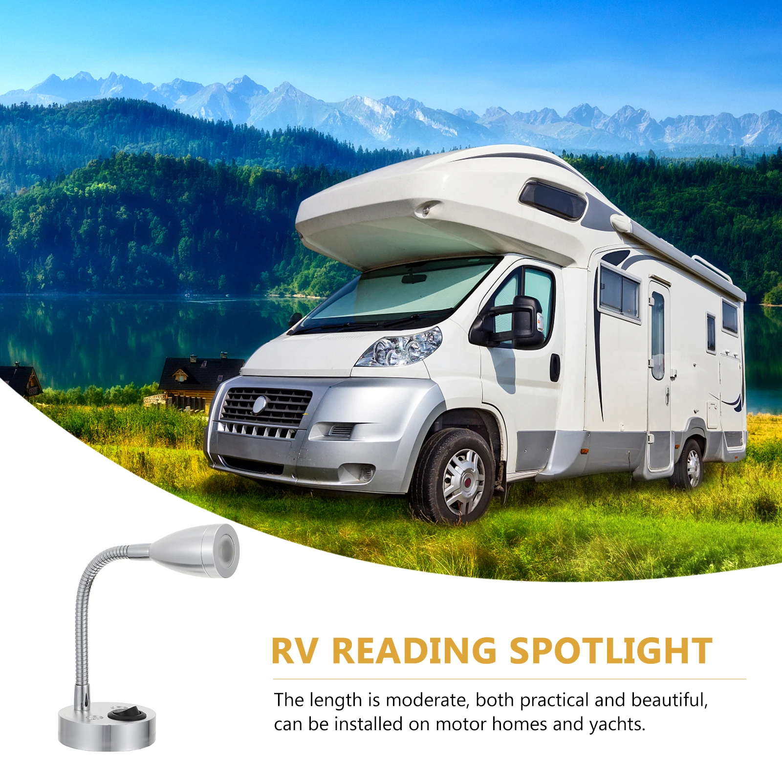 

Portable Led Reading Spotlight 12V 3W For Rv Motorhome Trailer Yacht Boat Car Swivel Light Compact Wall Mounted Workstation