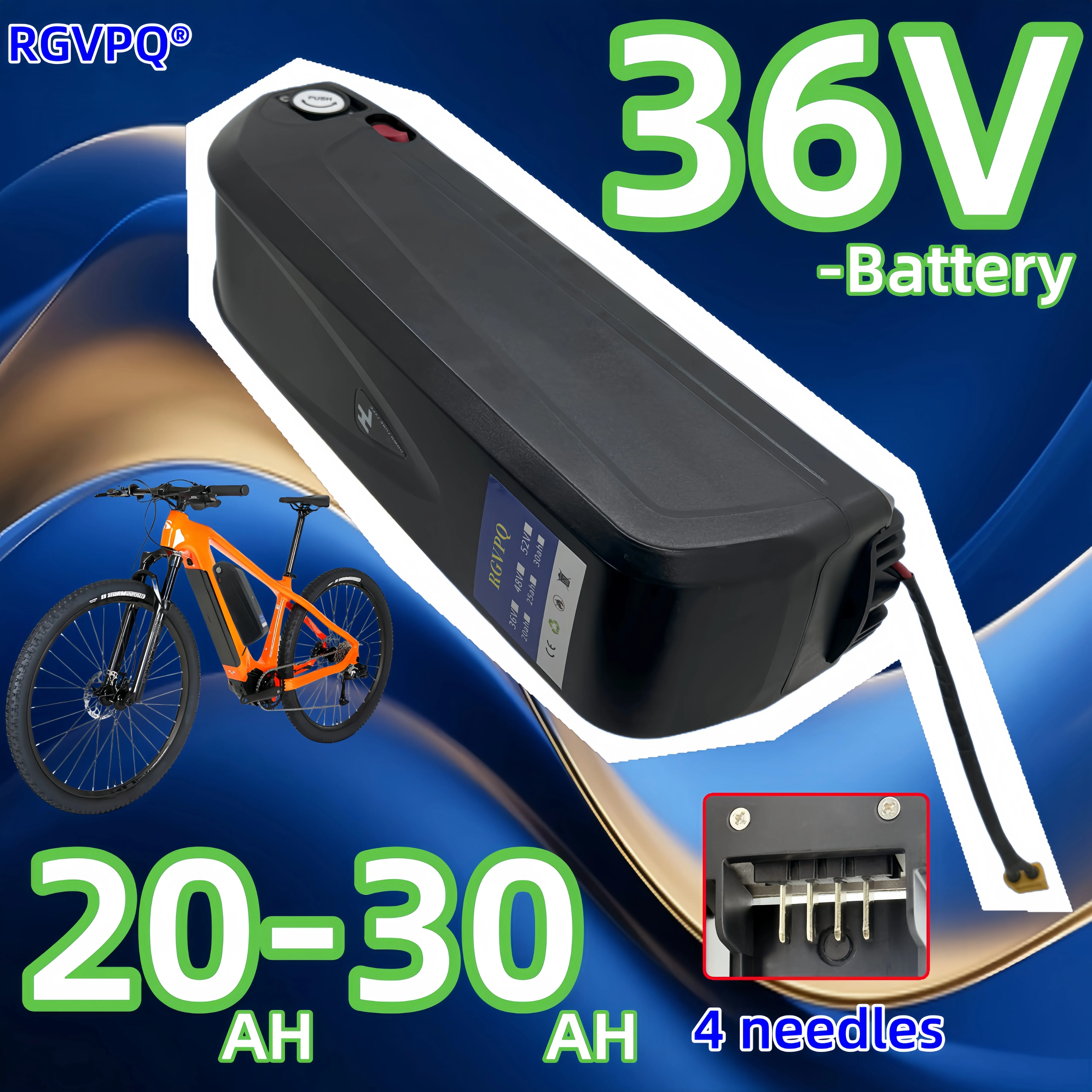 

New capacity, 4-pin Hailong electric bicycle battery 18650 cells 36V 20AH 30A BMS, suitable for 1000W 750W electric bicycles