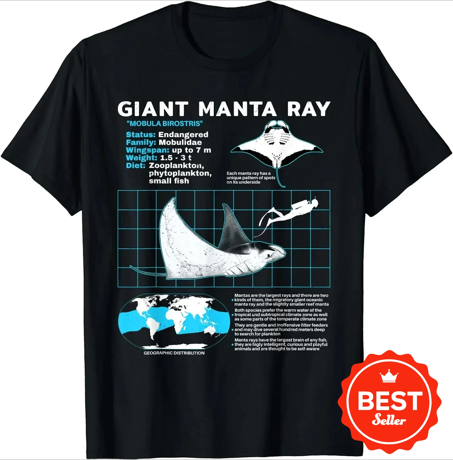 

Giant Manta Ray Ocean Information Table T-Shirt 100% Cotton O-Neck Summer Short Sleeve Casual Mens T-shirt Size S-3XL