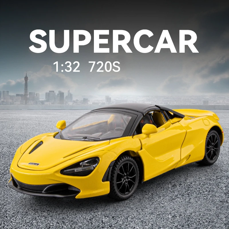 Coche de carreras 1:32 720S, modelo de aleación de Metal fundido a presión de alta simulación, luz de sonido, colección de series extraíble, regalos de juguetes para niños