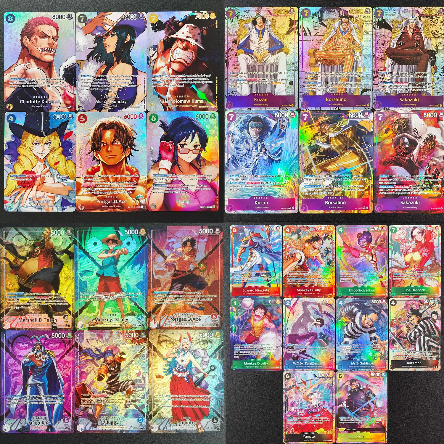 DIY Proxy One Piece OP-16 Collection de cartes de jeu avec Luffy, Ace, Yamato, Hancock, Sakazuki, Katakuri, Kuma, Borsalino, All Sunday