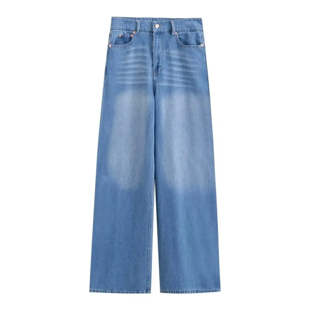 Spodnie dżinsowe Joker z wysokim stanem, proste, codzienne, długie, moda europejsko-amerykańska, nowość zimowa M224259