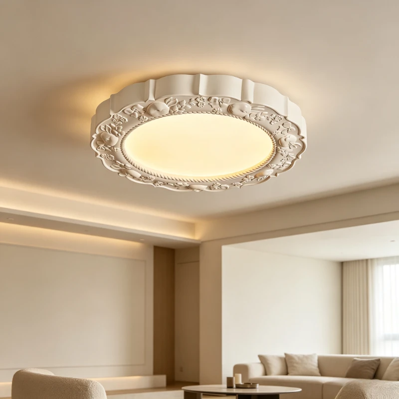 French Relief Flower Led Ceiling Lamps Living Room Decor Light Fixture Bedroom Illumination Kitchen Island Indoor Lighting 2026